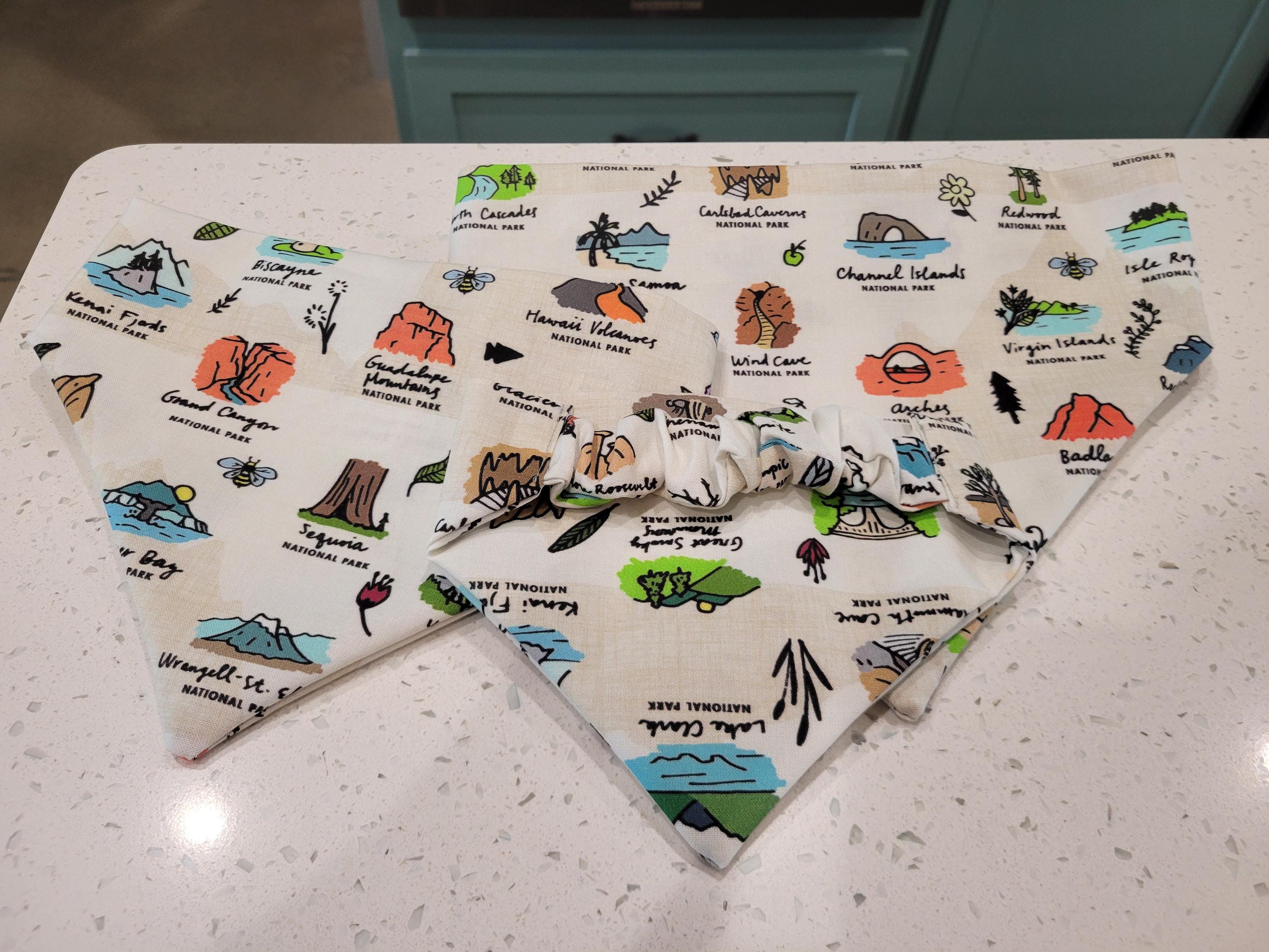 National Parks / Hiking Buddy Pet Scrunchie Bandana - Multi Fabric Options Available