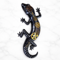 Steampunk Gecko Resin Art – Handcrafted Lizard Decor with Embedded Clockwork Gears