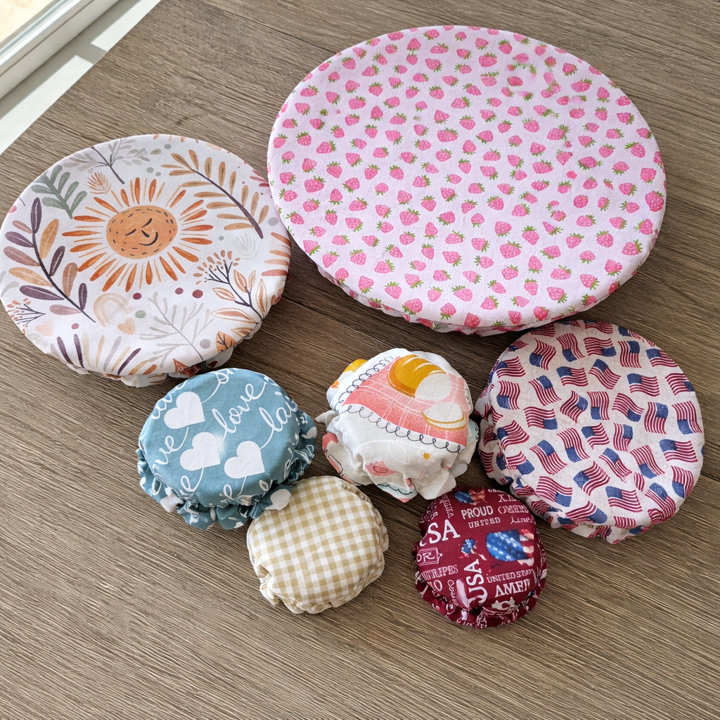Handmade Reversible Mason Jar - Bowl Covers - Bread Dough Cover - Multi Fabric Options Available