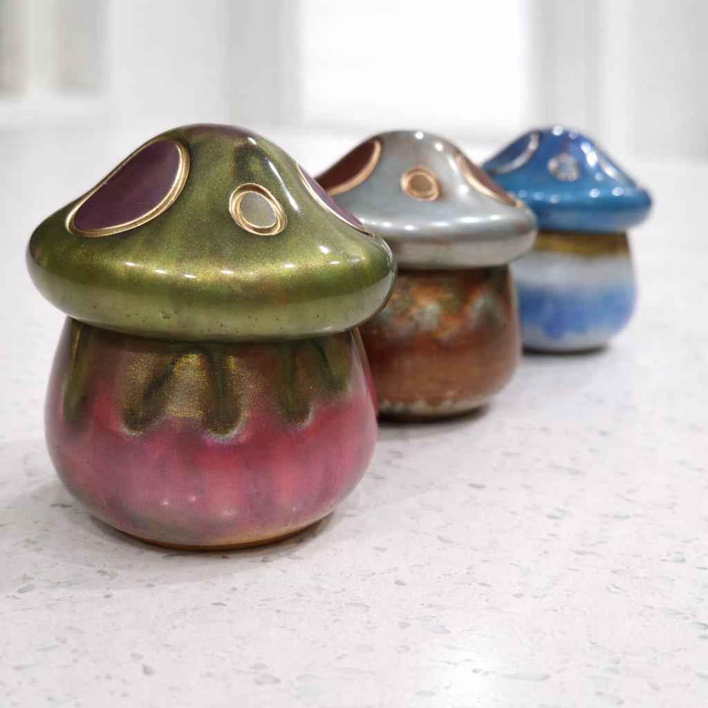 Hand Poured Resin Mushroom Jar – Multi-Color Options Available