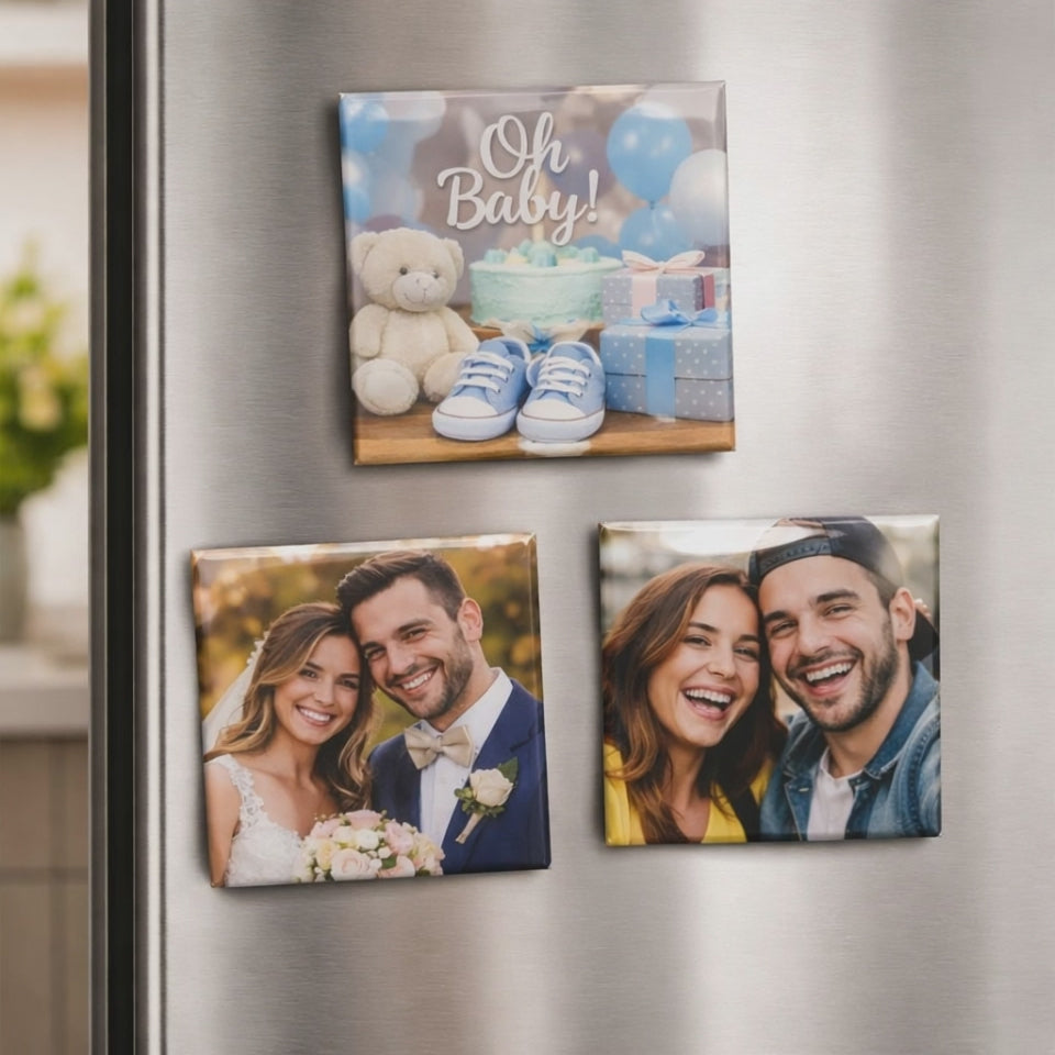 Custom Photo Magnet - Glossy Finish, Metal backing, Perfect Gifts and Party Favors